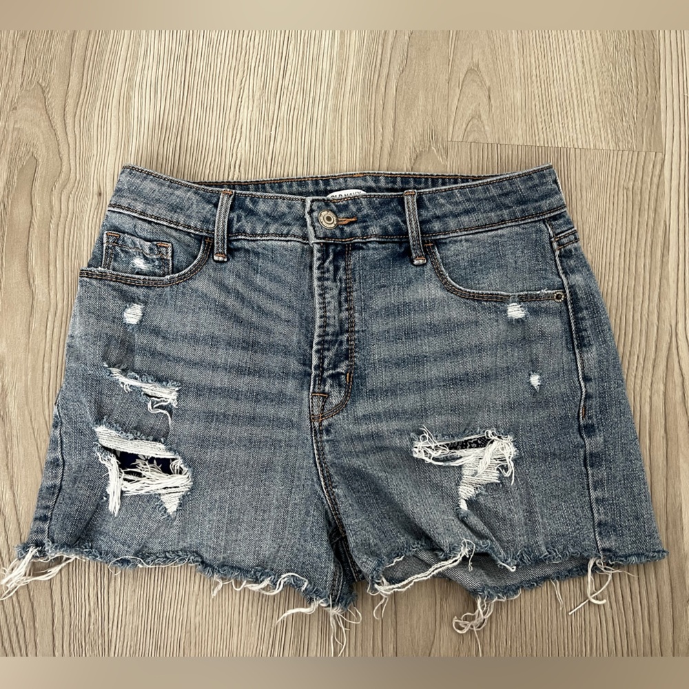 Old Navy High Rise Ripped Slim Denim Shorts with Handkerchief Print Pockets